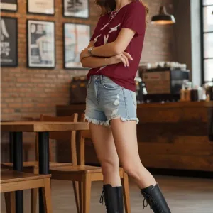 FLYING CRANES GRAPHIC PRINT TEE