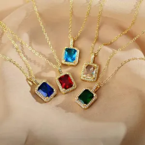 Stone Pendant Necklace Chain Set with Matching Earrings