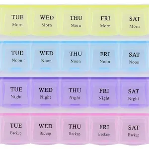 Weekly 7-Day Pill Organizer Box – 4 Row, 28 Compartments Tablet Case