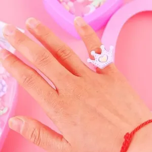 Adorable Kids Decorative Rings Set with Heart-Shaped Storage Box