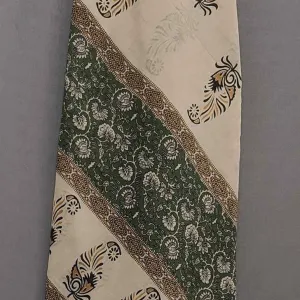 Green Hand Block Print Unstitched Pure Cotton Suit Set- Winnxi