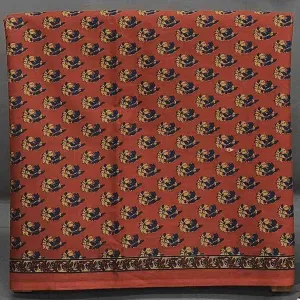 Rust Orange Cotton Block Print Unstitched Suit Set