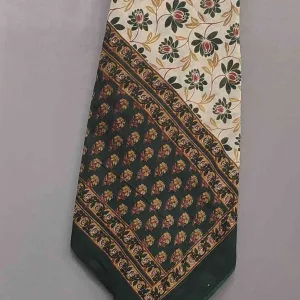 Deep Green Block Print Cotton Unstitched Suit