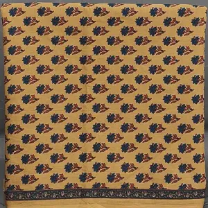 Mustard Beige Cotton Block Print Suit with Duppatta