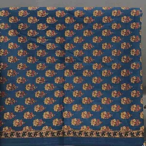 Royal Blue Block Print Cotton Unstitched Suit
