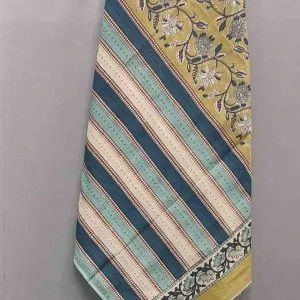 Lemon Yellow Cotton Printed Unstitched Dress Material