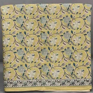 Lemon Yellow Cotton Printed Unstitched Dress Material