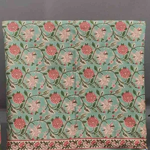 Mint Green Floral Cotton Unstitched Suit with Dupatta