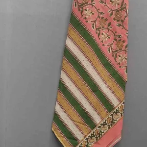Peach Floral Cotton Unstitched Suit with Dupatta