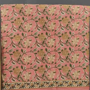 Peach Floral Cotton Unstitched Suit with Dupatta