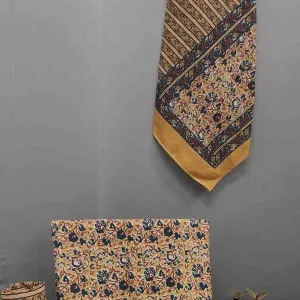 Elegant Printed Cotton 3-Piece Unstitche...