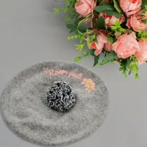 Woolen Beret Cap with Pom-Pom for Women