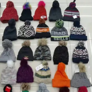 Cap for Winter Woolen Knitted Black Inside Fur Caps