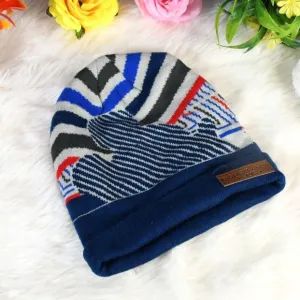 Winter Woolen Knitted Cap with Inner Fur Lining
