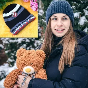 Winter Knitted Beanie Cap with Cartoon Design