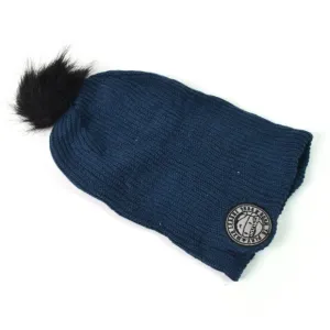 Winter Ribbed Knit Beanie with Pom-Pom