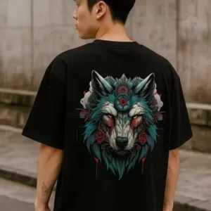 Mens printed cotton round neck half sleeve oversized tshirt