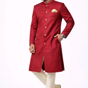 Men’s Indo-Western Sherwani in Premium Jacquard Silk – Designer Ethnic Wear