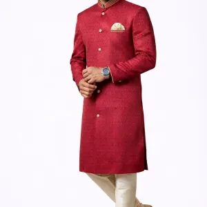 Men’s Indo-Western Sherwani in Premium Jacquard Silk – Designer Ethnic Wear