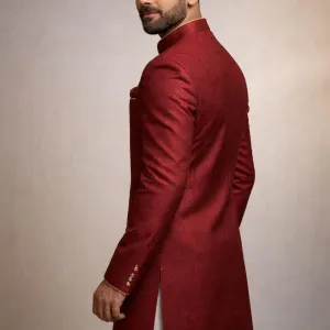 Men’s Indo-Western Sherwani in Rich Jacquard Fabric – Luxury Ethnic Wear
