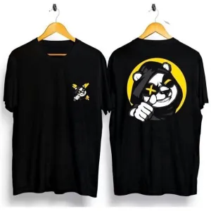 Men’s Black Graphic Printed Oversized T-Shirt – Panda Back Print Streetwear Cotton Round Neck Tee