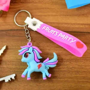 Cute Cartoon Unicorn Keychain with Silic...