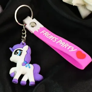 Cute Cartoon Unicorn Keychain with Silicone Strap (1 Pc / Mix design)