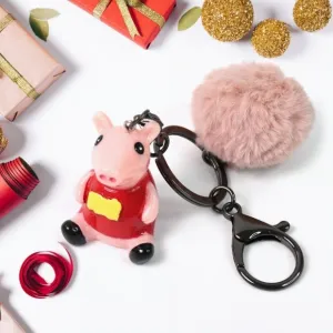 Cute Cartoon Keychain with Fluffy Pom (1...