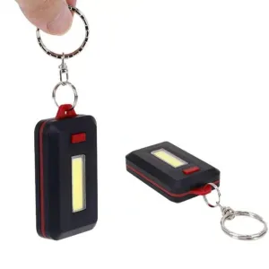 LED Keychain COB Light with Hook & Loop Sticker. 3 Light Modes (1 Pc / Battery Not Included)