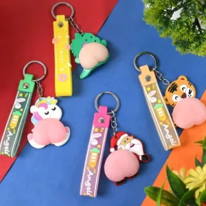 Silicone Keychain with Wrist Strap & Squeeze Toy (1 Pc Mix design)