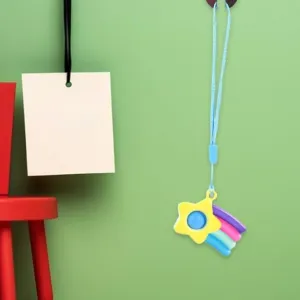 Stress Relief Silicone Push Fidget Toy Keychain for Kids (1 Pc)