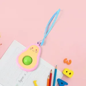Cute Avocado-Shaped Mini Push Pop Keychain Toy with Strap (1 Pc)