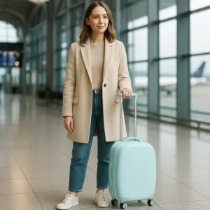 Suitcase For Kids, Girls Green Small Cabin Hard Cover Holiday Carry On Trolley with Extendable Handle, Children's Luggage, Trolley Rolling Luggage for Toddlers Men Woman (Mix Color)