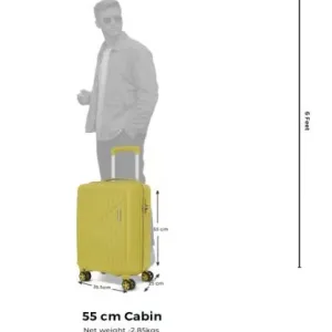 Yellow 55 cm Cabin Suitcase - Lightweight & Durable