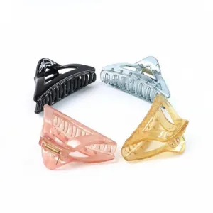 Triangle Shape Mix Color Plastic Hair Claw Clip – 1 Pc Durable Grip for Women and Girls