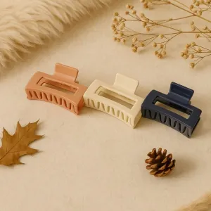 Matte Finish Rectangle Hair Claw Clip for Women and Girls – Assorted Color Pack – 12 Pc