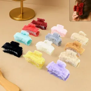 Small Hair Claw Clips, Plastic Fluffy Hair Claw Hair, Hair accessories (12 Pcs Set)