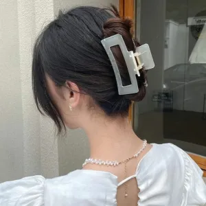 Big Matte Finish Rectangle Hair Claw Cli...