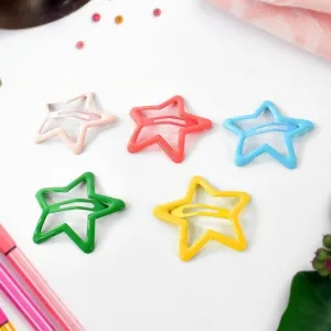 Metal Printed Star Shape Hair Clips (5 P...