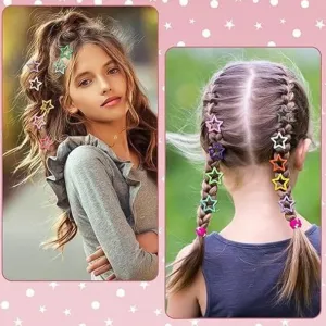 Metal Printed Star Shape Hair Clips (5 Pcs Set)