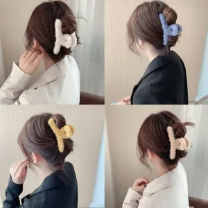Premium Soft Fur Coated Hair Clutcher Clip Set (12 Pc)