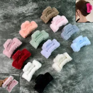 Big-Size Soft Faux Fur Hair Claw Clips (...