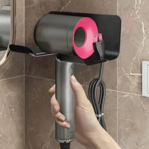 Hair Dryer Holder Wall Mounted Space Plastic Drill Blow Dryer Organizer Rack for Hair Tool Bedroom Bathroom