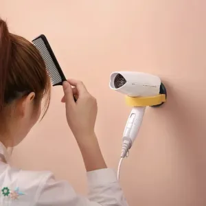 Wall Mount Hair Dryer Holder with Suction Cup, Plastic Wall Bracket for Bathroom, Beauty Salon / Home Use Self Adhesive Hair Dryer Stand Rack (1 Pc)