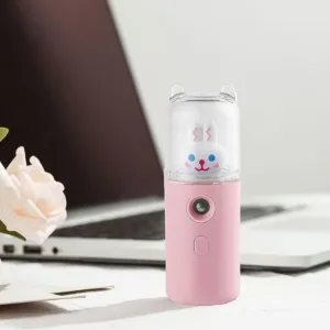 Portable Mini Facial Steamer – USB Rechargeable Nano Mist Sprayer with Cute Cartoon Design