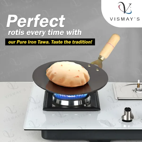 Vismays Pure Iron Tawa Smooth Edges Dishwasher Safe Roti