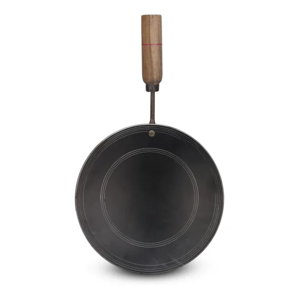 Vismays Pure Iron Tawa Pre Seasoned Roti Tava Wooden Handle