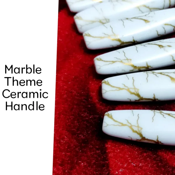 Qawvler Marble Finish Plastic Spoon Set For Dining Table Pack of 6