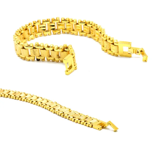 Evordlss Brass Bracelet Three Shades Gold, 20 cm Chain Length, for Men (Pack of 1)