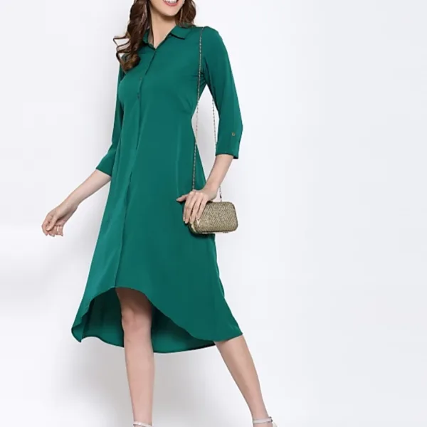 ATTIRIS Women's Crepe Knee Length A- Line Dress